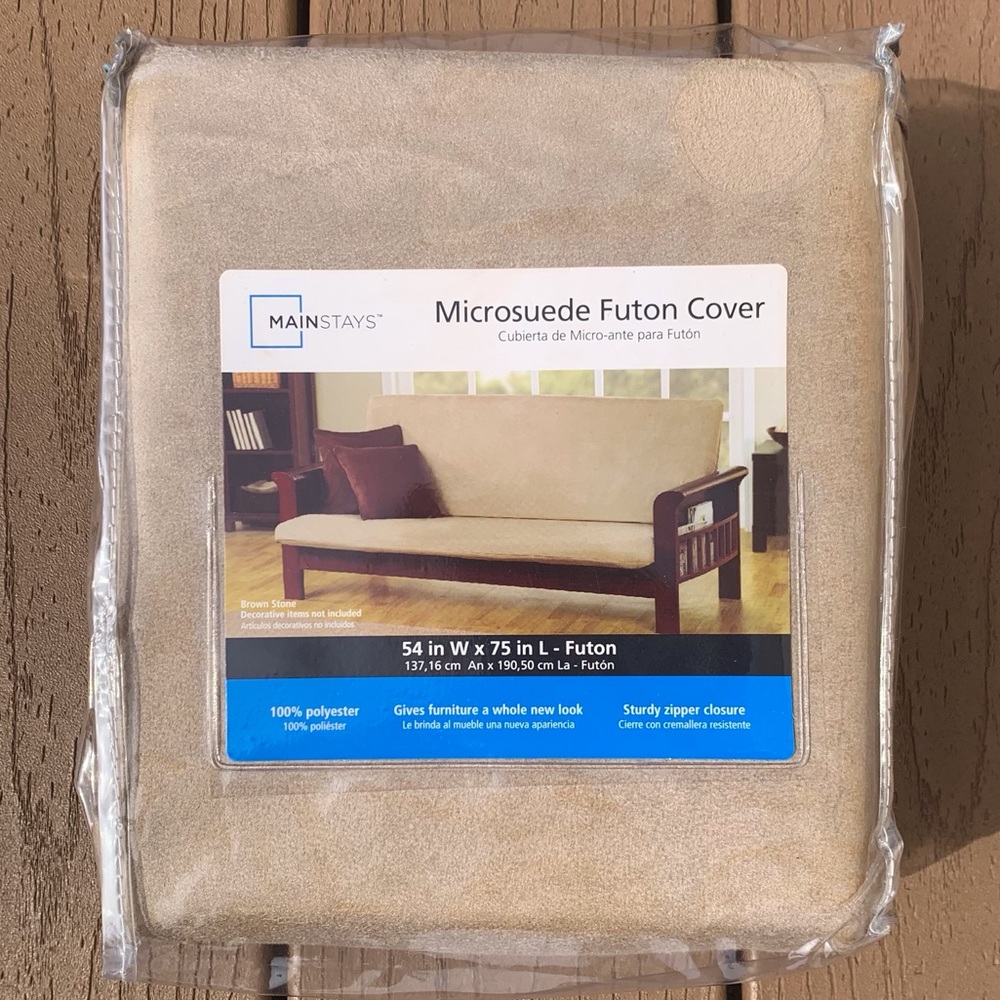 🆕MAINSTAYS MICROSUEDE FUTON COVER 54”W x 75”L NEW IN ORIG PACKAGE BROWN STONE